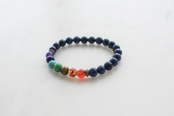 2020 New 7 Shakra Bracelet Lava Stone & 7 Chakra Stone Colorful Beads Correspond to Different Chakras